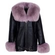 画像3: Oversized  Real Fox Fur Collar with Genuine Sheepskin Leather Jacket Coat Riders motorcycle オーバーサイズ リアルフォックスファー襟付き 本革 ライダース ジャケット コート  (3)