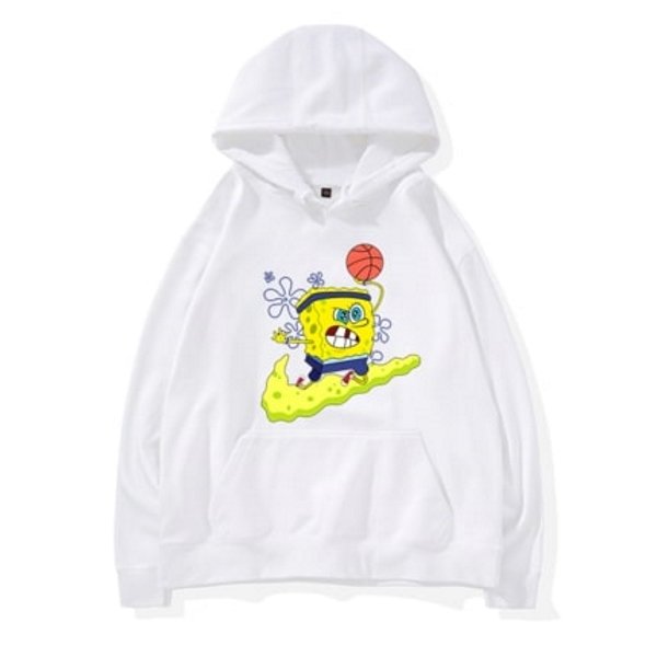 Men S Spongebob Hooded Sweater Loose Hood Parker Trainer スポンジボブ ロゴフーディパーカー スエット 男女兼用