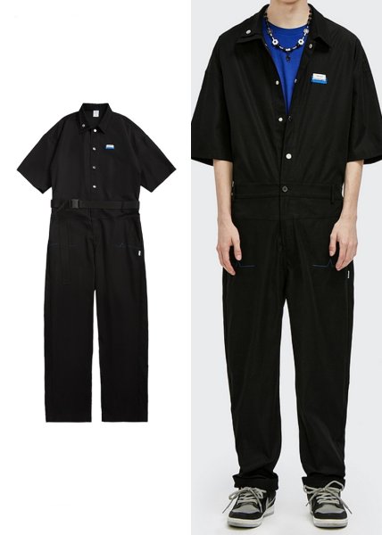 画像1: Unisex short-sleeved overalls　ユニセックス半袖オーバーオール　つなぎ ジャンプスーツ (1)