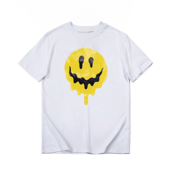 画像1: Unisex Smile drip peace large fit print cotton-jersey T-shirt ドロップ スマイリー スマイル ニコちゃん ＆ハート コットンTシャツ (1)