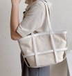 画像7: Woman  portable canvas handbag tote Eco bag   キャンバス＆レザートートショルダー２WAYバッグ エコバック (7)