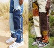 画像8: Unisex Patchwork denim skater jeans denim casual pants  ユニセックス男女兼用 パッチワークデニムスケータージーンズデニムパンツ (8)