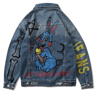 Felix the cat Print Denim G Jean Jacket ユニセッ クス男女兼用