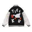 画像1: Unisex Hip hop Duck emblem embroidery Jumper Baseball Jacket uniform jacket blouson ユニセックス 男女兼用ヒップホップダック アヒルエンブレム スタジアムジャンパー スタジャン MA-1 ボンバー ジャケット ブルゾン (1)