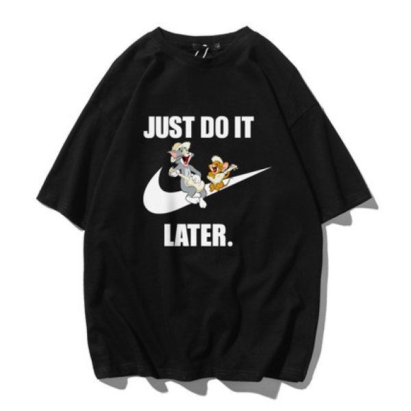 画像1: SALE セール Unisex Tom and Jerry JUST DO IT LATER logo Print T-shirt ユニセックス 男女兼用 ペア トムとジェリー トム＆ジェリープリント  ウクレレデザイン 半袖 Tシャツ (1)