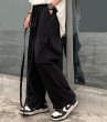 画像4: Unisex wide loose straight tube all-match casual pantsants trousers 　男女兼用ユニセックス ロングストリングワイドカジュアルパンツ  (4)