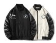 画像3: Logo stitch BASEBALL JACKET baseball uniform jacket blouson  ユニセックス 男女兼用ロゴステッチジャケットスタジアムジャンパー スタジャン MA-1 ボンバー ジャケット ブルゾン (3)