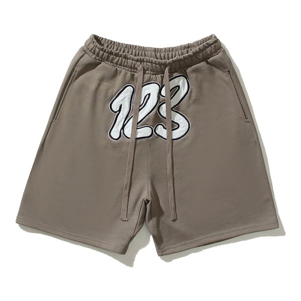 RRR123 drawstring Applique Half Pants ユニセックス男女兼用 RRR123 アップリケ刺繍ハーフパンツ  ショートパンツ スウェットパンツ - CREA WEB SHOP |クレアウェブショップ