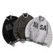 画像4: Nasa logo padded light jackets baseball uniform jacket blouson　ユニセッ クス男女兼用ナサロゴ中綿入りスタジアムジャンパー スタジャン ジャケットブルゾン (4)