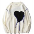 画像2: Unisex heart applique Heart Choice sweater knit  ユニセックス 男女兼用 ハートアップリケ セーター ニット  (2)