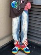 画像5: Unisex DAMAGE FIRE PRINT jeans  denim  Pants　ユニセックス男女兼用 ダメージファイアー炎プリントグラフィティワイドストレートデニムジーンズパンツ (5)