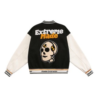 SKULL EMBROIDERY BASEBALL JACKET baseball uniform jacket blouson