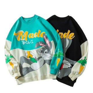23 LOONEY TUNES Bugs Bunny Embroidery Long Sleeve Sweat Pullover 