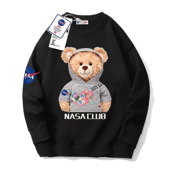 画像1: Unisex NASA x Hoodie Bear Print  pullover   ユニセックス 男女兼用 NASAナサ×フーディーベアプリント プルオーバウェット トレーナー (1)