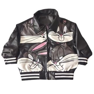 Bugs Bunny Leather Zip Up Jacket baseball uniform jacket blouson 