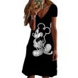 画像1: 23 Women's Mickey and Minnie mouse comic cartoon printed Dress  ミッキー ミニー グラフィックペイント ワンピース ドレス　オーバーサイズ (1)