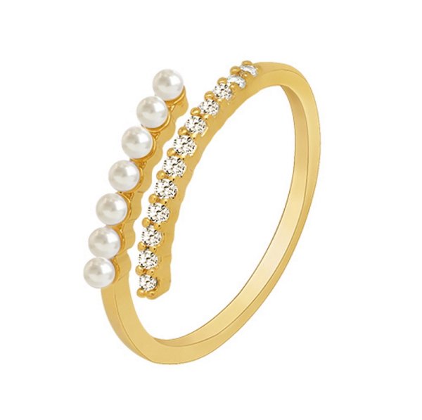 画像1: pearl zircon index finger ring　パール＆ジルコニアインデックスフィンガーリング指輪 (1)