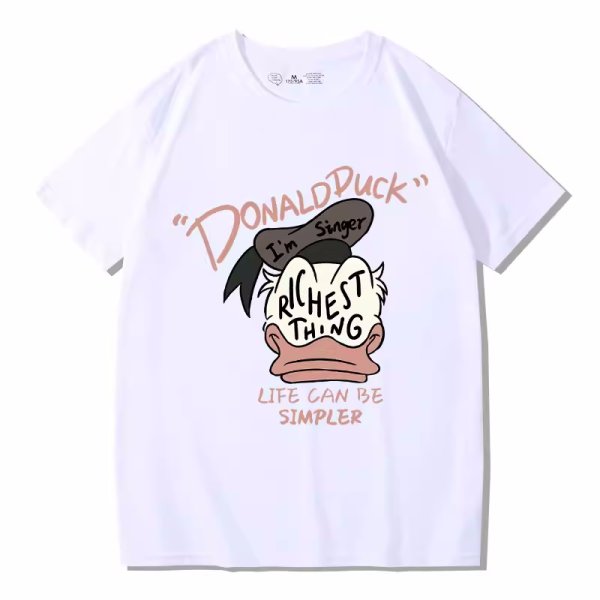 画像1: Donald Duck×richest thing Short Sleeve T-shirt   　ユニセックス男女兼用ドナルドダック×richest thingプリント 半袖Tシャツ (1)