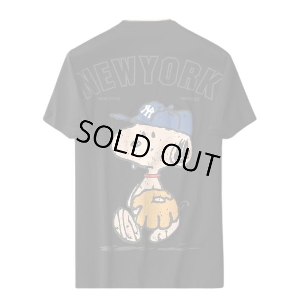画像1: 23 Baseball Snoopy x MLB NY Print Tshirts  ユニセックス 男女兼用ベイスボールスヌーピー×NYニューヨークヤンキース プリント Tシャツ (1)