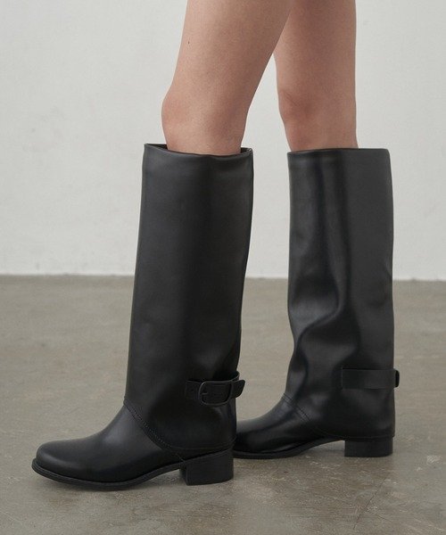 VEGAN LEATHER WIDE LONG BOOTS ヴィーガンレザーワイド ロングブーツ