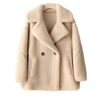 Women wool long fur Teddy Bear coat Jacket ウール モコモコ ロング丈 テディベア テディーベアコート  ジャケット - CREA WEB SHOP |クレアウェブショップ