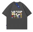 画像4: WASSUP snoopy round neck short sleeve T-shirt　 ユニセックス男女兼用WASSUPワズアップスヌーピープリント半袖 Tシャツ (4)