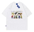 画像5: WASSUP snoopy round neck short sleeve T-shirt　 ユニセックス男女兼用WASSUPワズアップスヌーピープリント半袖 Tシャツ (5)