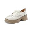 画像9: Women’s leather thick-soled lace-up loafers shoes 　ウイングチップ厚底プラットフォームレースアップレザーローファーシューズ (9)