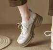 画像8: Women’s leather thick-soled lace-up loafers shoes 　ウイングチップ厚底プラットフォームレースアップレザーローファーシューズ (8)