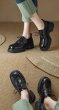 画像5: Women’s leather thick-soled lace-up loafers shoes 　ウイングチップ厚底プラットフォームレースアップレザーローファーシューズ (5)