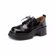 画像2: Women’s leather thick-soled lace-up loafers shoes 　ウイングチップ厚底プラットフォームレースアップレザーローファーシューズ (2)