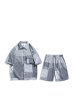 画像2: 24 Unisex  Stripe Short Sleeve Shirt + Short Pant Set up Matching Set  ユニセックス 男女兼用 ストライプ マッチングセット  セットアップ 上下 (2)