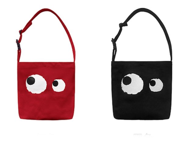 画像1: Unisex Eyeball Canvas Crossbody Shoulder Bag 　ユニセックス　男女兼用 アイボール目玉プリントキャンバスショルダー斜め掛けトートバッグ (1)