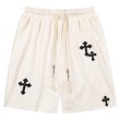 画像2:  Unisex cross emblem Basketball High Street Sweatpants 5 Minute Pants　 ユニセックス 男女兼用 クロスエンブレムバスケットボール5分丈ハイストリートスウェットショーツ　ハーフパンツ (2)