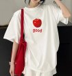 画像3:  Unisex Apple & GOOD logo T-shirt  ユニセックス 男女兼用 アップル＆GOODロゴ Tシャツ 可愛いデザイン (3)