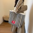 画像6: Unisex  striped canvas large capacity Snoopy tote bag  shoulder  shopping handbag　ユニセックス　男女兼用キャンバスストライプ ボーダー スヌーピートートショルダースバッグ (6)
