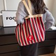 画像5: Unisex  striped canvas large capacity Snoopy tote bag  shoulder  shopping handbag　ユニセックス　男女兼用キャンバスストライプ ボーダー スヌーピートートショルダースバッグ (5)