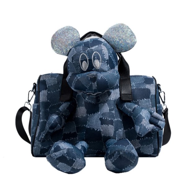 画像1: Mickey x DISNEY DENIM Mickey x Tote shoulder bag ミッキー×デニム  ぬいぐるみ トートショルダーバッグ ボストン (1)