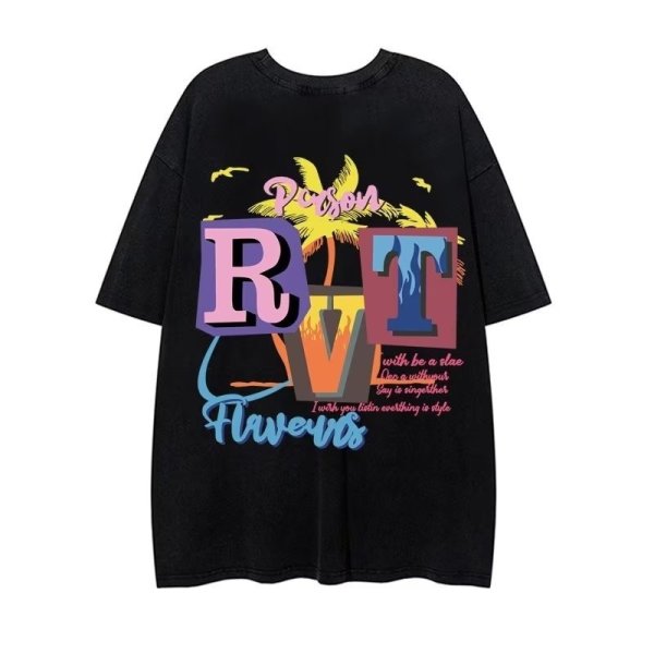 画像1: Unisex Back Logo RVT Palm Tree Tee T Shirt ユニセックス 男女兼用　バックロゴ　RVT　パームツリー　Tシャツ (1)