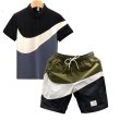 画像2: 24 Broken swoosh Polo shirts & Short Pants Swimwear Setup ブロークン スウォッシュ ポロシャツ ＋ 防水ショートパンツ 水着 (2)