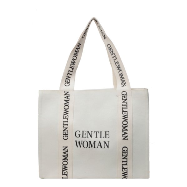 画像1: 24 Unisex Gentle Woman Logo Canvas Tote Hand Bag　ユニセックス　男女兼用　ロゴ　トート　ハンド　バッグ (1)