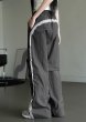 画像5: Lace Sideline Track Wide Pants High waist  pants   男女兼用 ユニセックスサイドレースハイウエスト ルーズ ワイドレッグ トラックパンツ   (5)