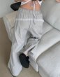 画像7: Lace Sideline Track Wide Pants High waist  pants   男女兼用 ユニセックスサイドレースハイウエスト ルーズ ワイドレッグ トラックパンツ   (7)