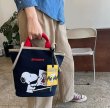 画像7:  Snoopy Canvas Bucket Tote Shoulder Crossbody Bag Shopping Bag　スヌーピーキャンバスバケットトートショルダークロスボディーバッグ (7)