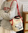 画像6:  Snoopy Canvas Bucket Tote Shoulder Crossbody Bag Shopping Bag　スヌーピーキャンバスバケットトートショルダークロスボディーバッグ (6)