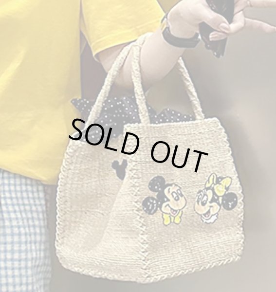 画像1: Mickey & Minnie tote bag　ミッキー＆ミニー かご籠バケットトートバッグ (1)