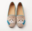 画像3: Women’s Cat embroidered flat pumps slip-ons shoes 　キャット猫刺繍 レザーフラットパンプススリッポンシューズ (3)