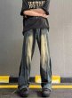 画像3:  Unisex Wave Washing Denim Heavyweight High-end Splice Jeans ユニセックス 男女兼用 ウェーブ ウォッシング デニムジーンズ (3)