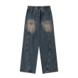 画像8:  Unisex Wave Washing Denim Heavyweight High-end Splice Jeans ユニセックス 男女兼用 ウェーブ ウォッシング デニムジーンズ (8)