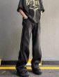 画像4:  Unisex Wave Washing Denim Heavyweight High-end Splice Jeans ユニセックス 男女兼用 ウェーブ ウォッシング デニムジーンズ (4)